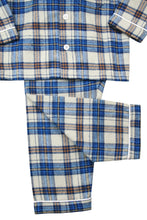 Load image into Gallery viewer, Boys Elton Check winter PJs in Blue, Oatmeal &amp; mustard