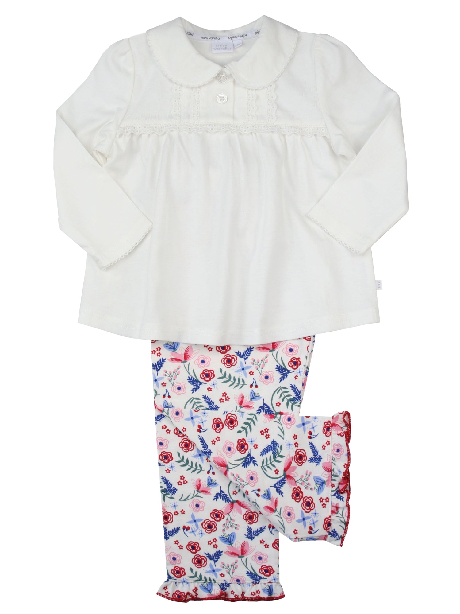 Girls Peter Pan Collar Jersey Pyjamas